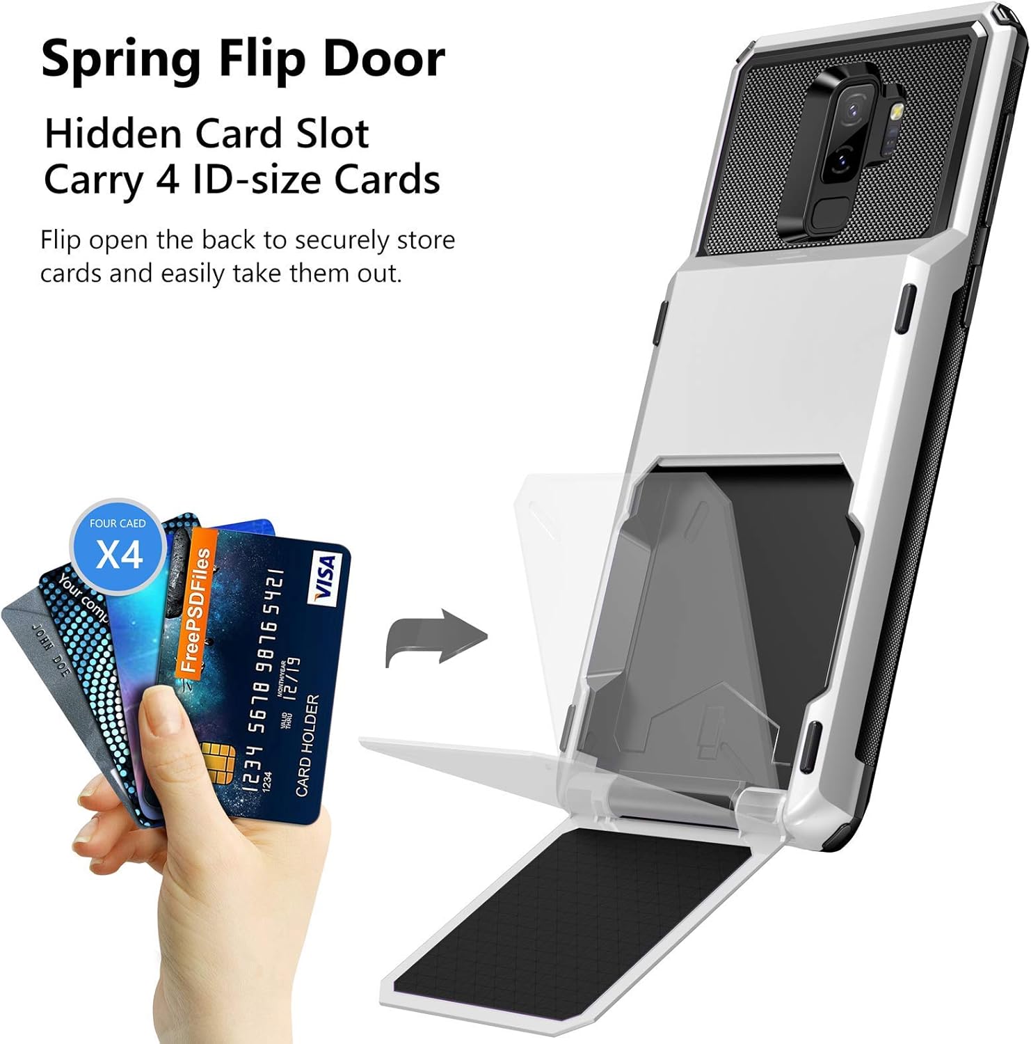 Wallet Case for Samsung Galaxy S9 Plus – 4 Card Slot Holder, Rugged Dual Layer Protective Cover Wallet Case for Samsung Galaxy S9 Plus – 4 Card Slot Holder, Rugged Dual Layer Protective Cover